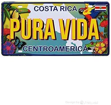 HCHANA Vintage Costa Rica Pura Vida Autobeladnički tablica Metalni znakovi Zidni plak za garažu Man