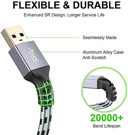 Snanshi USB produžni kabel 25 FT, USB Extender Najlonski pleteni USB 3.0 produžni kabel za web kameru, štampač,