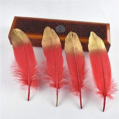 TTNDstore 10kom / lot zlato umočen prirodni guska pero za bijelo perje za izradu nakita Plume Decor vjenčanje