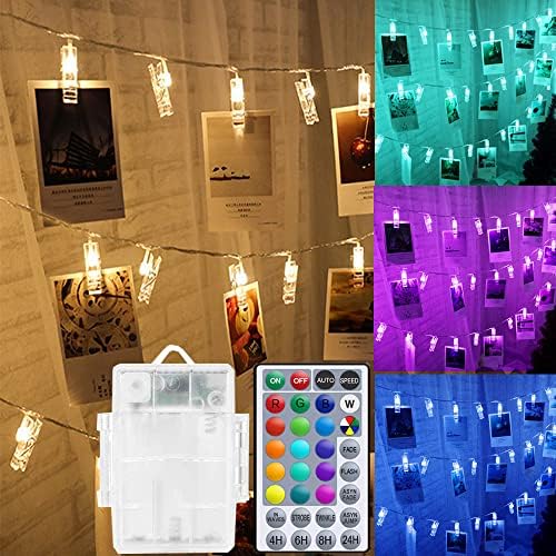 Solhice mijenjanje boje Photo Clips žičana svjetla na baterije 10ft, 20 LED RGB viseće slike