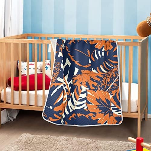 Swaddle pokrivač Sažetak Šareni listovi Pamučni pokrivač za dojenčad, primanje pokrivača, lagana mekana prekrivačica za krevetić, kolica, raketa, 30x40 u tamnoplavoj boji