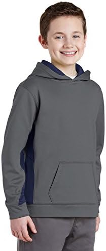 Sport-Tek Boy's Fleece Colorblock pulover sa kapuljačom - crna / istini Royal YST235 l
