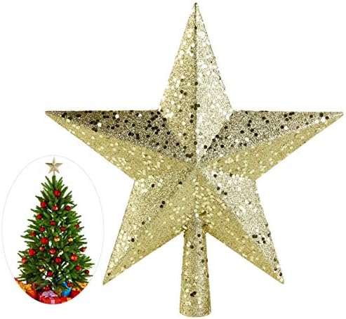 Valiclud Yule Tree Topper 4,5 inčni božićni stablo TOPPER ukrasi 3D Xmas Glitter Troetop Dekor za božićnu zabavu - Zlatni santa Drvo stablo