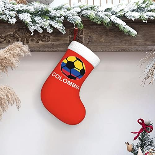 Waymay Kolumbija Soccer Božićne čarape 18 inča Xmas Viseći čarape Classic Holiday Dekoracija čarapa