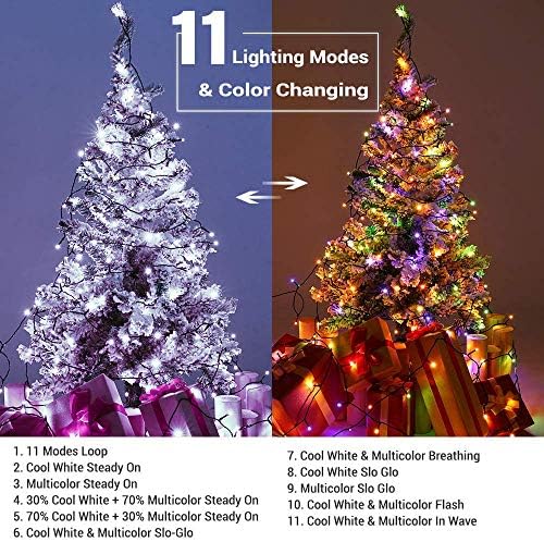 Brizled 200 LED Cool White & amp; Božićna svjetla koja mijenjaju više boja + 2 pakovanje 100 LED višebojna