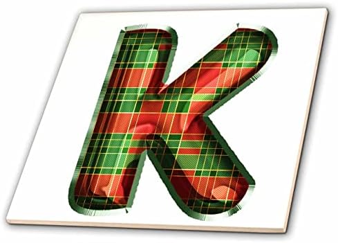 3drose slatka crvena i zelena Božić karirani Monogram početne K-Tiles
