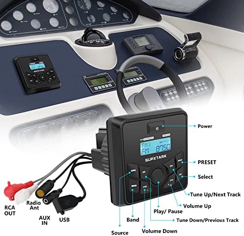 Vremenski otporan na brodski prijemnik-Bluetooth, Brod Digital Media MP3 player, AM / FM radio, USB port,