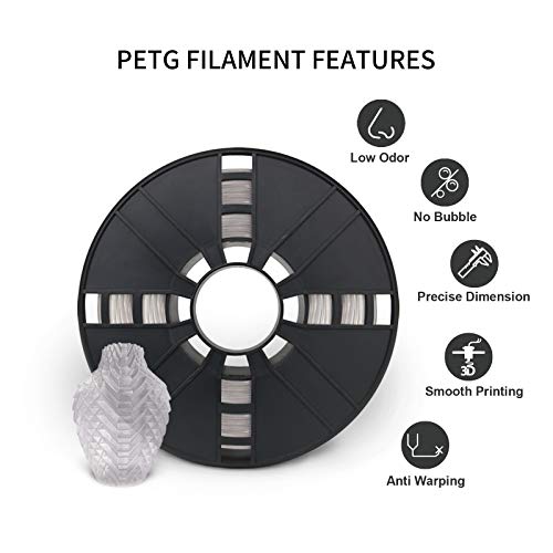 Clear Petg Filament 1,75, transparentan 3D filament za štampač sa vakuumom zapečaćen, dimenzionalna