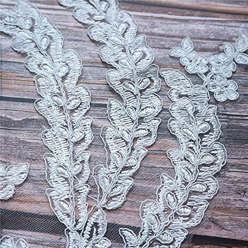 Eyhlkm 2pcs Bijelo cvijeće odlazi na tassel mrežaste tkanine vjenčane aplikacije za šivanje čipkaste veze za