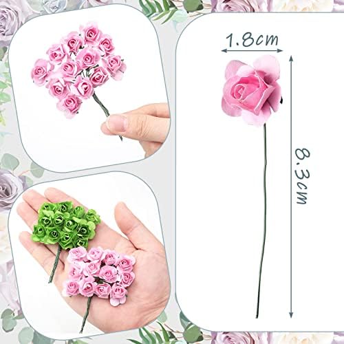 132 kom umjetno mini ruža lažna miješana boja papirnati cvijet ručno rađen mali cvjetovi za zanat minijaturni