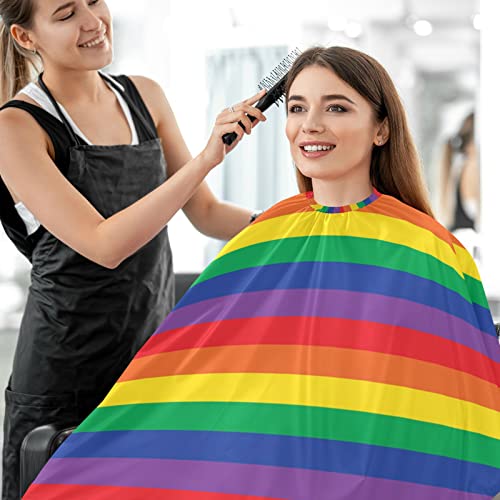 Visesunny Barber Cape Rainbow Šareni trak od poliestera za kosu za rezanje kose Cape pregača antistatička