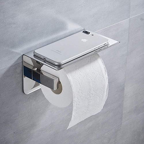 XJJZS papirnati ručnik držač papirnog ručnika na zidu montiran za kuhinju, kupatilo vešalica za valjanje sa mobilnim telefonom polica za pohranu, svemirski aluminijum,