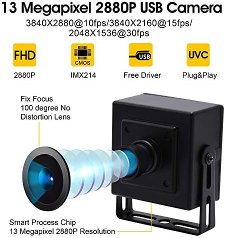 IEights 13MP širokougaona USB kamera sa mikrofonom za računar 100 stepeni bez izobličenja objektiv Web