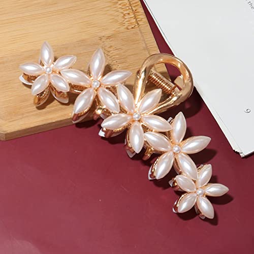 Pearl Crystal Hair Claw Clips Neslip Rhinestone Go Grab Clip Metal Rose Flower Material Fancy