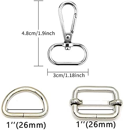 CYS 18pcs metalni okretni zakreni kuke sa D prstenovima i tri-kliznim klizačima za torbicu za torbu DIY šivanje
