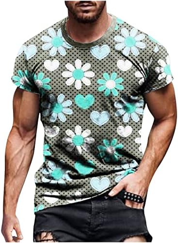 Majice za muškarce ljeto Casual okrugli vrat cvijet štampani pulover fitnes sportski šorc rukavi Atletski