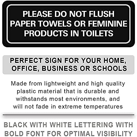 Corko Proizvodnja Molimo ne ispirajte papirne ručnike ili ženske proizvode u znaku za toalete - dolazi sa dvostranim 3M trakom da se savršeno učvrsti za manje od minute | Veličina 9 x 3 inča