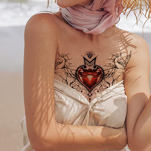 Velika kana Privremena tetovaža za žene 3D modni girlandski lubanje dijamantski uzorak lažne tetovaže