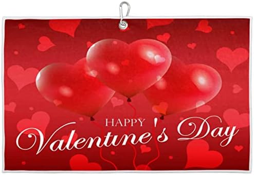 Pardick Red Valentines Day Love Heart Golf Ručnik za golf torbe sa isječkom za muškarce i žene Golf pribor za gužve za golf za golf ručnik za čišćenje golf-a