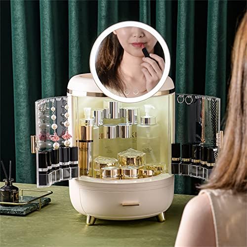 Veeology Spremi za odlaganje od prašine vodootpornog kozmetike, LED kozmetička zrcalna zrcala za njegu kože, kutija