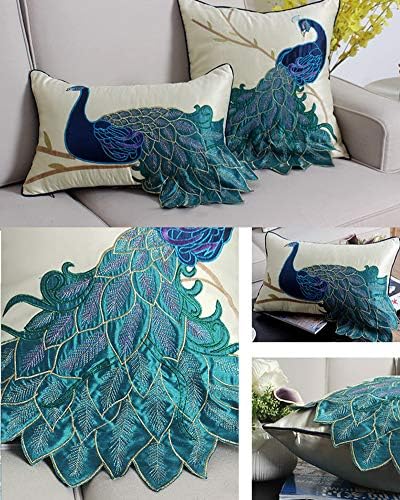 VCTOPS Elegantni izvezeni paunski ukrasni bacanje jastuk za jastuk svilenkasto satenski jastuk