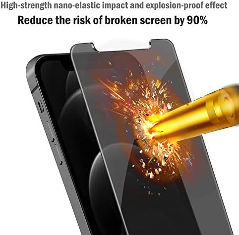 Qhohq 2 paket Zaštita ekrana za privatnost za iPhone 12 Pro 6.1 sa 2 pakovanja štitnik za sočiva kamere,Film