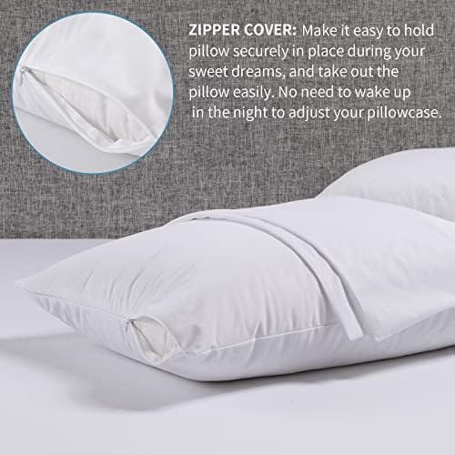 Sherwood 2 Pakov vodootporni jastuk za šnažnost sa patentnim zatvaračem pokriva hipoalergenijski prašinu bijeli jastučnica zaštita od tekućine, standardna veličina 20 x 26 inča