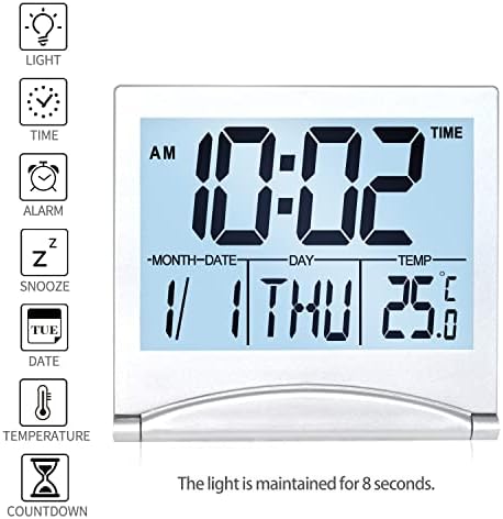 Betus digitalni budilnik sa bijelim pozadinskom osvjetljenjem - sklopivi tamer kalendara LCD satom sa režimom