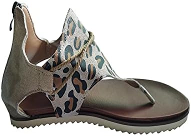 Sandale za žene, vintage Leopard Gladijator casual cipele ravne kopče Toe gležnjače plaža Flip flops
