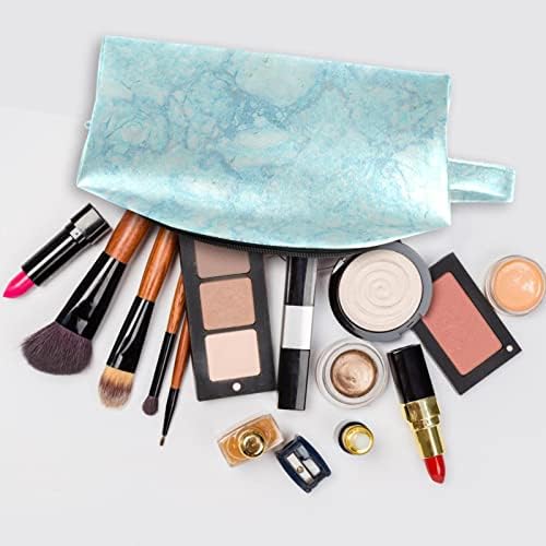 Travel Makeup Bag Vodootporna kozmetička torba torba za torba za šminku za žene i djevojke, umjetnička mramora Moderna svijetloplava