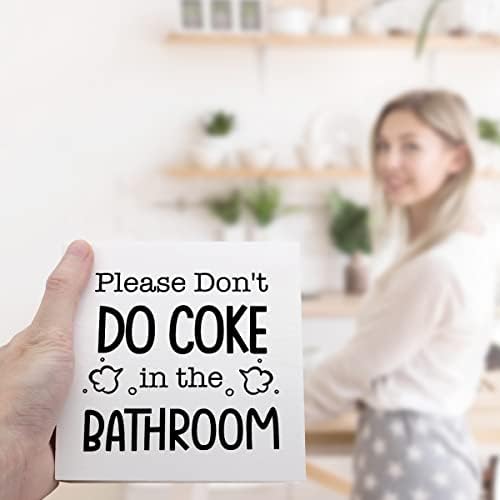 Molimo vas da ne radite kokain u kupatilu drveni znak Desk dekor, smiješni ukrasi za kupatilo drveni znak Desk za seosku kuću kućni ured kupatilo toalet polica dekor stola