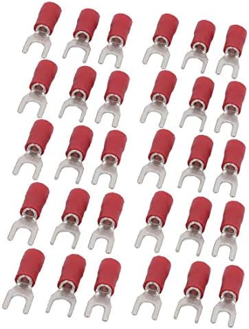 X-DREE 30kom prethodno izolirani terminali za presovanje u obliku slova u za AWG 12-10 žičani konektor crveni(Terminales de crimpado en forma de U pre aislados 30kom para AWG 12-10 Konvector de cable rojo
