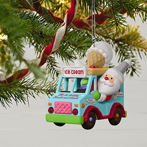 Hallmark uspomenu 2017 Santa Sweet Surprise Ice Cream Truck Light and Music Božić Ornament