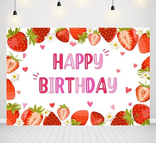 Jagoda rođendan pozadina za djevojčice Sweet Berry prvi Happy Birthday Party pozadini dekoracije djevojka voće slatka crveni Citrus torta Tabela Banner zalihe 7x5ft