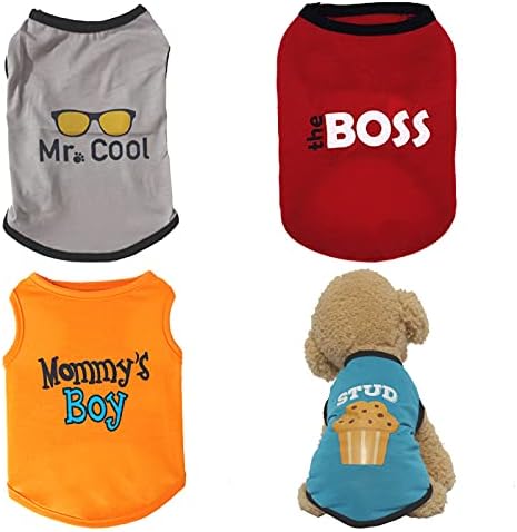CCONE 4 komada pseće košulje štampane TShirt ljetna odjeća za kućne ljubimce prozračne Mommys boy duksevi za