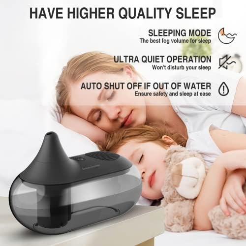 Ovlaživači za spavaću sobu, 2.8 L tihi ultrazvučni ovlaživač hladne magle za veliku sobu, ovlaživači vazduha koji ne curi za dečiji rasadnik, mali ovlaživač za biljke sa automatskim isključivanjem, Crni