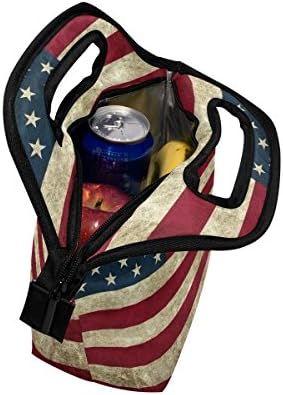 Vipsk torba za ručak drevna američka zastava kutija za ručak, vodootporna torbica za piknik na otvorenom torbica