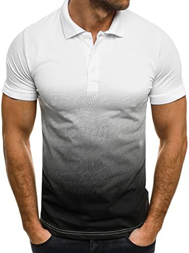 Narhbrg muška ljetna košulja V izrez Polo-majice Gradijent Slim Fit Short rukava Atletska majica Henley