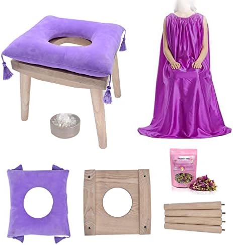 Tzutogether Yoni Seat Kit, drvena stolica za stolice za parenje sa haljinom za ženstvenu vaginalnu postporođaj, nepravilni period, liječenje maternice Detox, menopauza za žene