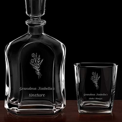Maverton Whisky carafe + 2 naočare sa graviranjem-23 fl oz. klasični alkoholni alkohol za nju-10 fl oz naočare za žene-set viskija-za rođendan-personalizovano stakleno posuđe-Granny's Liquor