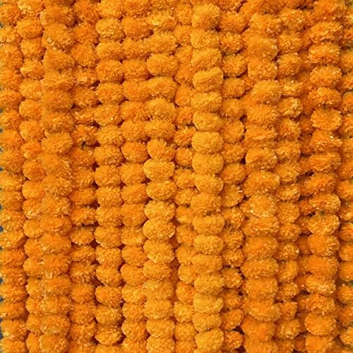 Krati Exports 5 kom - 5 stopa Marigold Garland | Indijanska / američka svadbena zabava Mantle Decoration, Faux Garlands Wedding Garland, Diwali Dekoracija, Spring Bush Cvjetni!