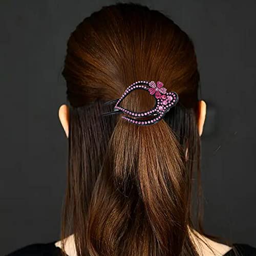 Petunny 6pcs Heart Ponytail Hair Clip, Hair Claw Clips Women Diamond hair Clips Flower Rhinestone