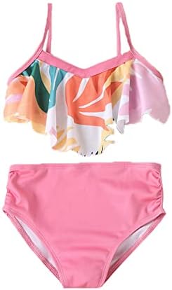 Kupaći kostim za djevojčice ljetni ružičasti listovi štampani kupaći kostim za odmor dvodijelni komplet kupaćih
