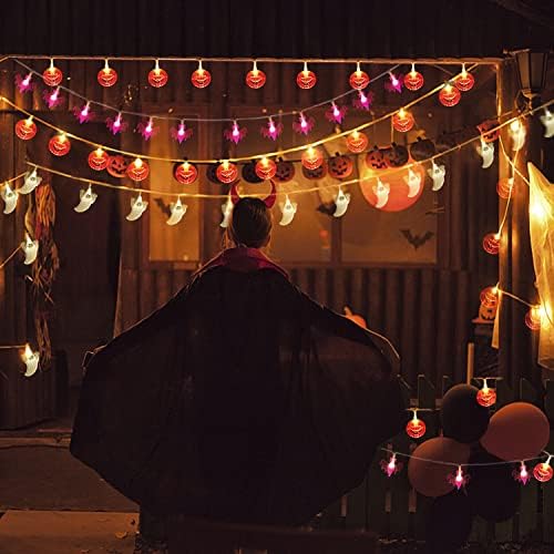 Hyfoo Halloween svjetla na baterije, 8 načina Fairy Lights 16.5 ft Pumpkin Bat Ghost žičana svjetla sa po 30