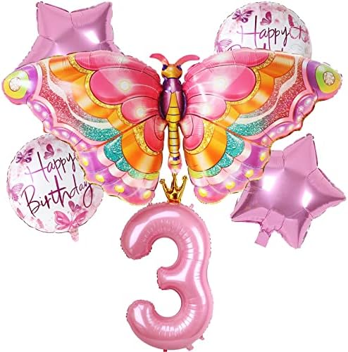 3RD CAPPY BOUDNODNG Leptir ukrasi - pakovanje 6 velikih balona za folije - baloni leptira broj 3 zvjezdice