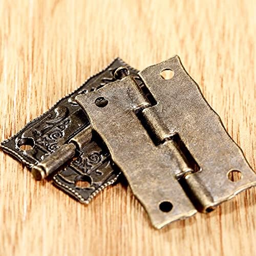 Aflhyjk 10pcs Hinges 36 * 23mm željezo antikne brončani cink željezo ukrasni vijci Vintage drveni
