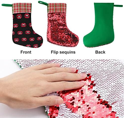 Crvene usne postiže božićne čarape sjajni zid viseći ukras ukrase za Xmas Tree Holiday Party