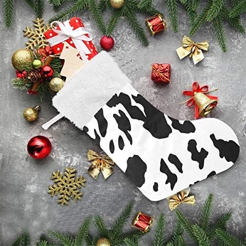 Nander Božićne čarape, 1 kom 17,7 inča Velika životinjska krava tiska s plišanim manžetnim čarapama za
