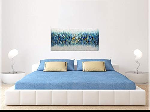 Amei umjetničke slike, 24x48 inča 3d ručno oslikano na platnu Teal plava Rapsodija apstraktne slike morski
