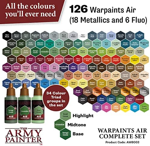 Army Painter Warpaints Air Complete Set - 126 netoksični Set boja za Airbrush na bazi vode-minijaturna